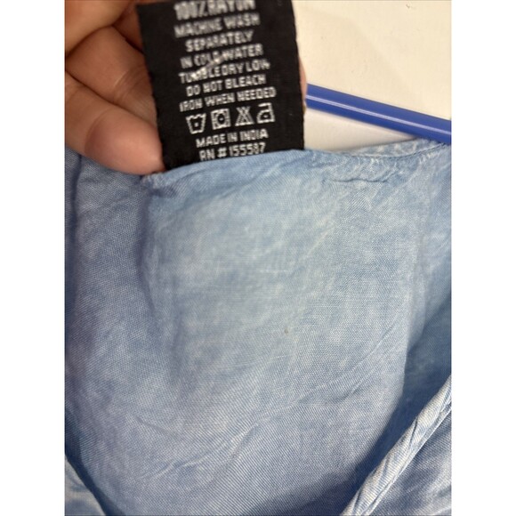 Emme Jordan Boho Cropped Lace Up Top Small Baby Blue New With Tags - Picture 6 of 8